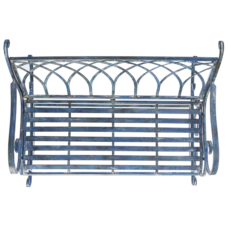 Safavieh Ressi Iron Rock Bench in Blue