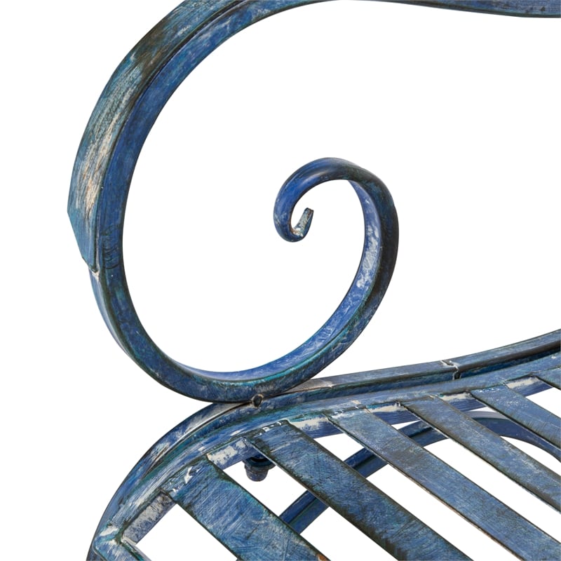 Safavieh Ressi Iron Rock Bench in Blue
