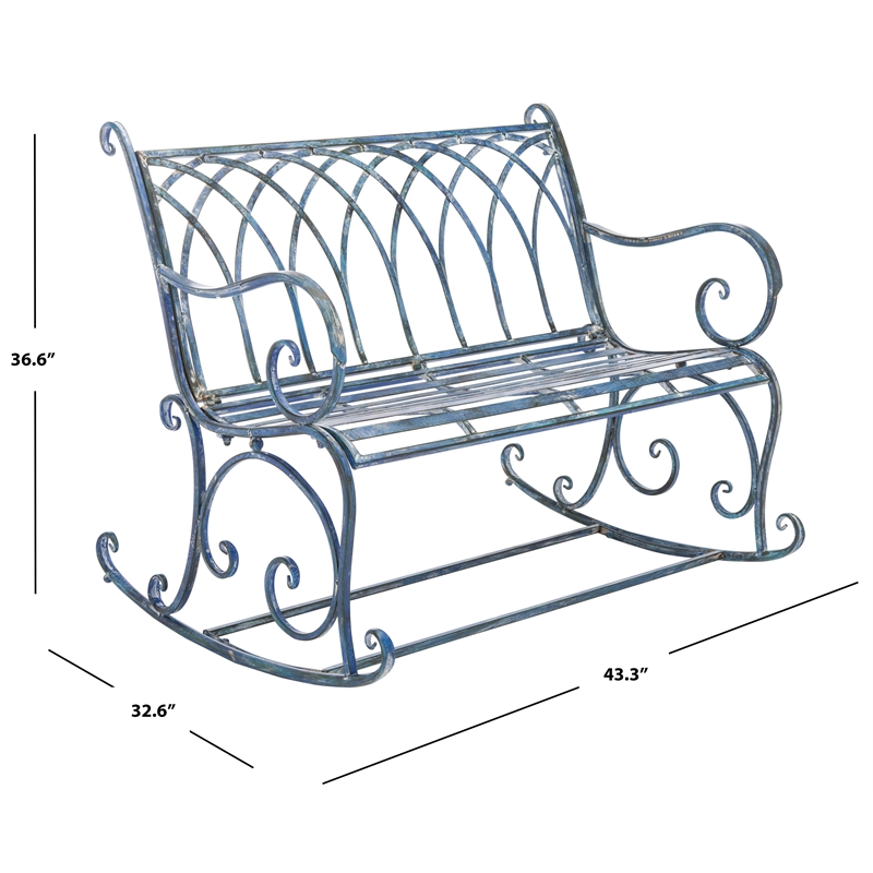 Safavieh Ressi Iron Rock Bench in Blue
