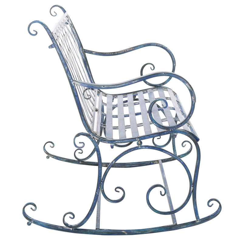 Safavieh Ressi Iron Rock Bench in Blue