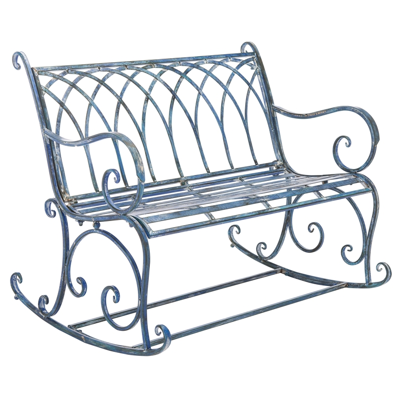 Safavieh Ressi Iron Rock Bench in Blue
