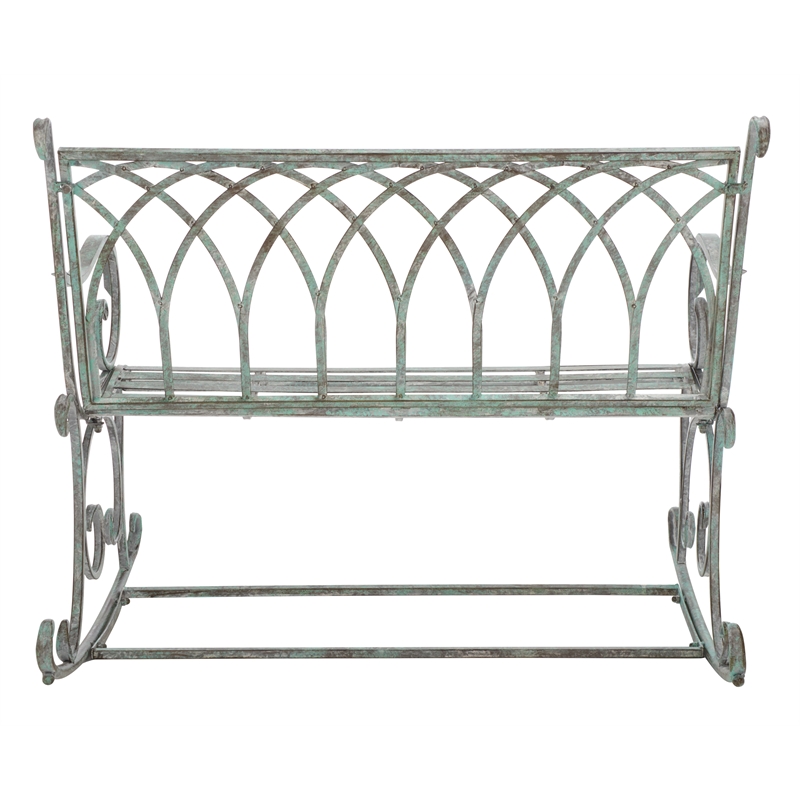 Safavieh Ressi Iron Rock Bench in Green