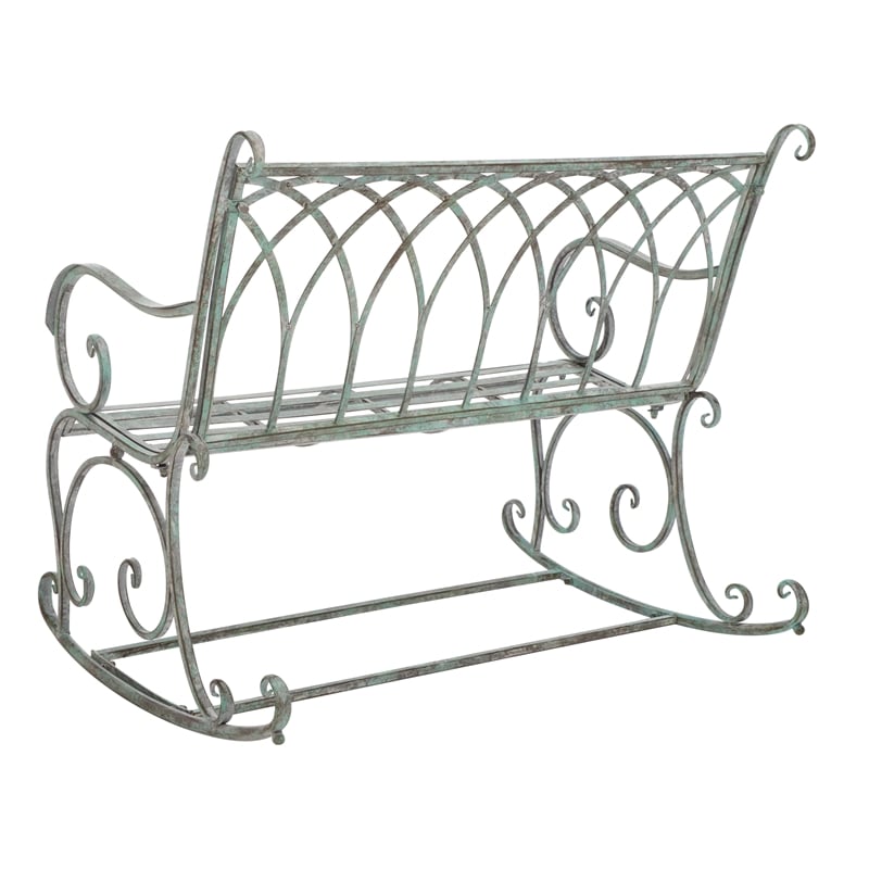 Safavieh Ressi Iron Rock Bench in Green