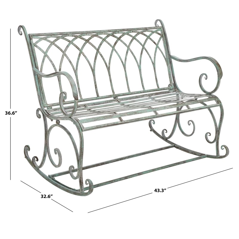 Safavieh Ressi Iron Rock Bench in Green