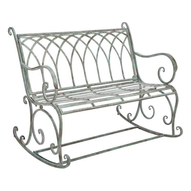 Safavieh Ressi Iron Rock Bench in Green