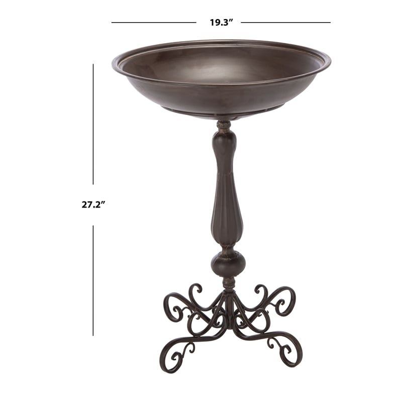 Safavieh Orian Iron Bird Bath in Brown
