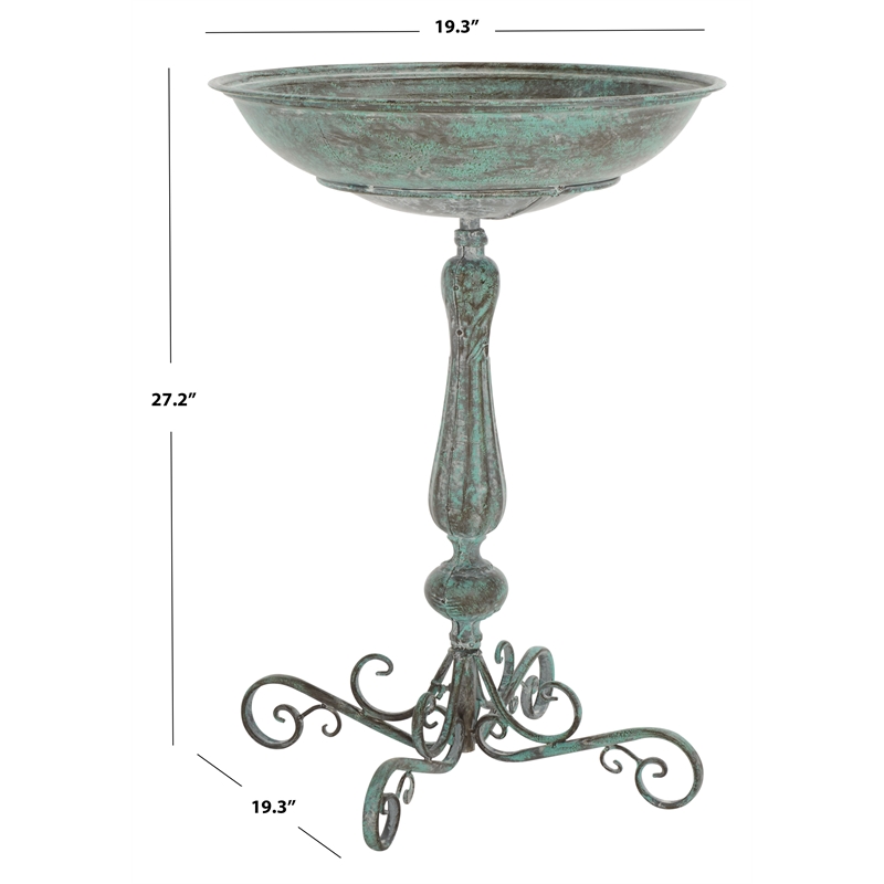 Safavieh Orian Iron Bird Bath in Green