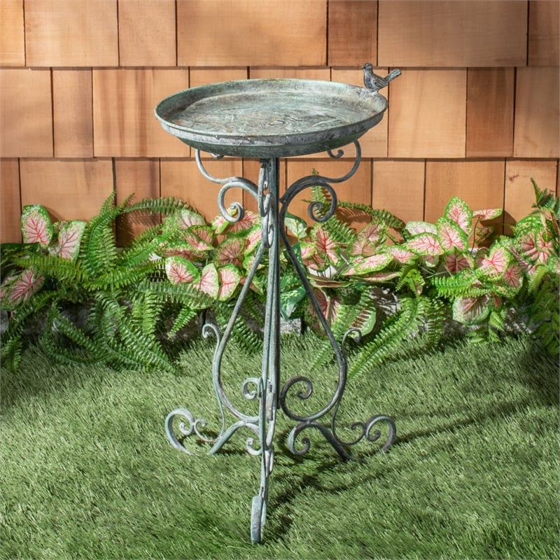 Safavieh Ashlan Iron Bird Bath in Green