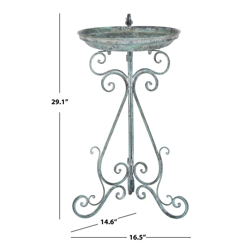 Safavieh Ashlan Iron Bird Bath in Green