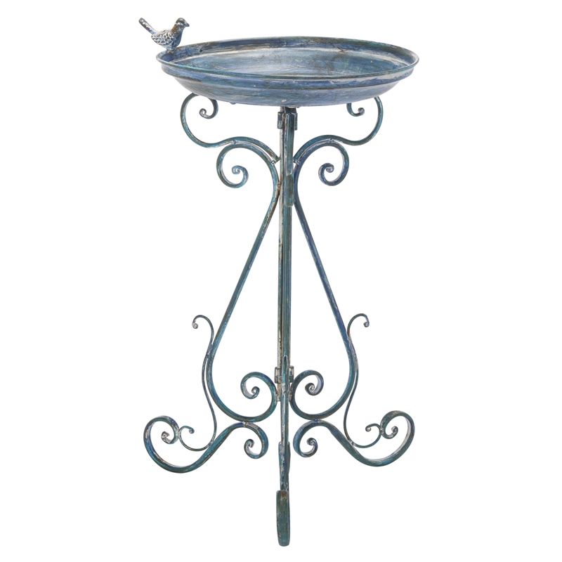 Safavieh Ashlan Iron Bird Bath in Blue