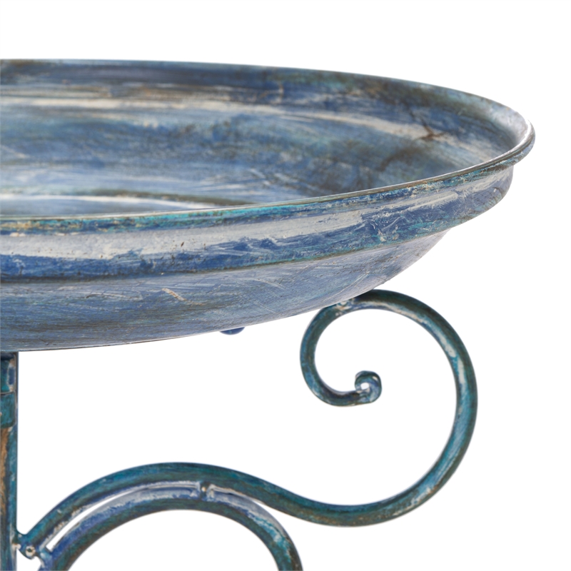 Safavieh Ashlan Iron Bird Bath in Blue