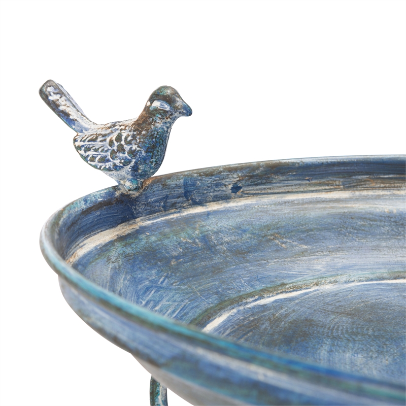 Safavieh Ashlan Iron Bird Bath in Blue