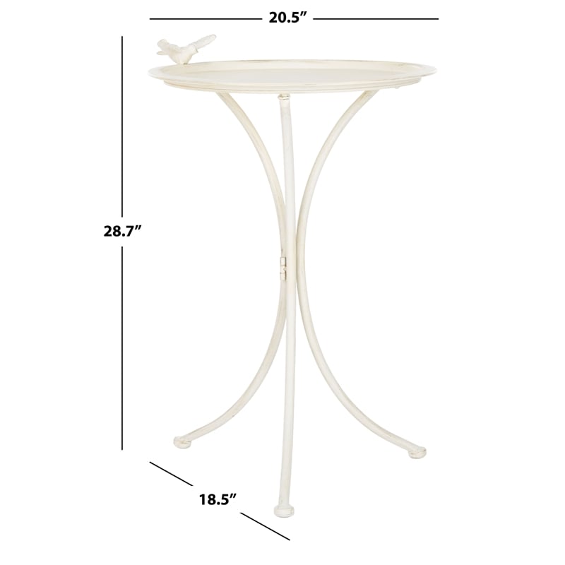 Safavieh Kensi Iron Bird Bath in Pearl / White