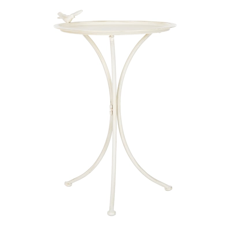 Safavieh Kensi Iron Bird Bath in Pearl / White