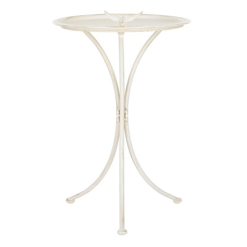 Safavieh Kensi Iron Bird Bath in Pearl / White