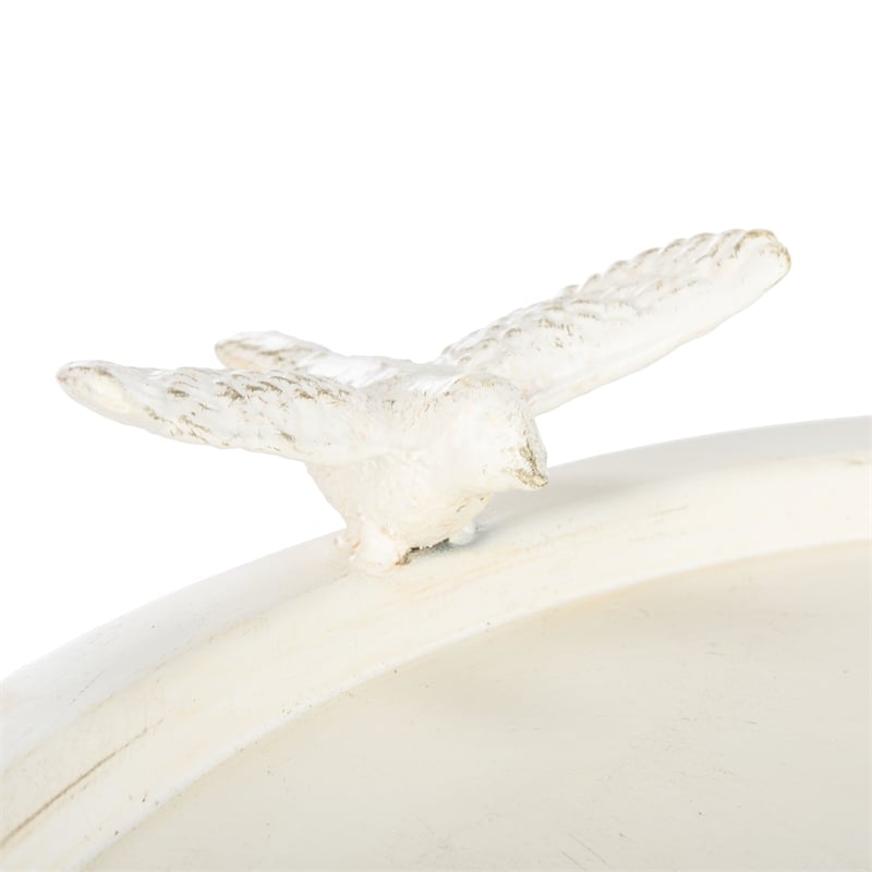 Safavieh Kensi Iron Bird Bath in Pearl / White