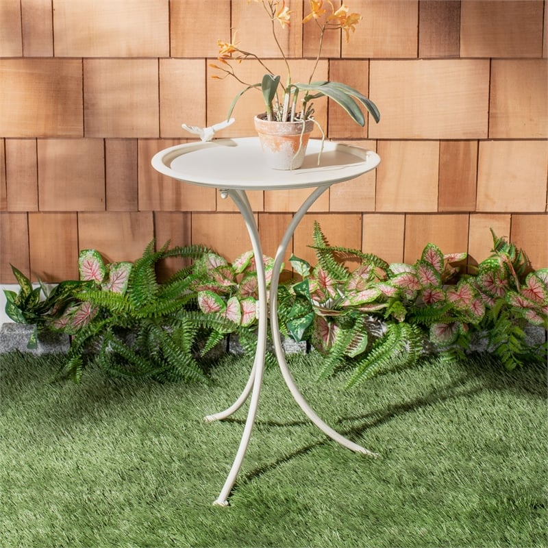 Safavieh Kensi Iron Bird Bath in Pearl / White