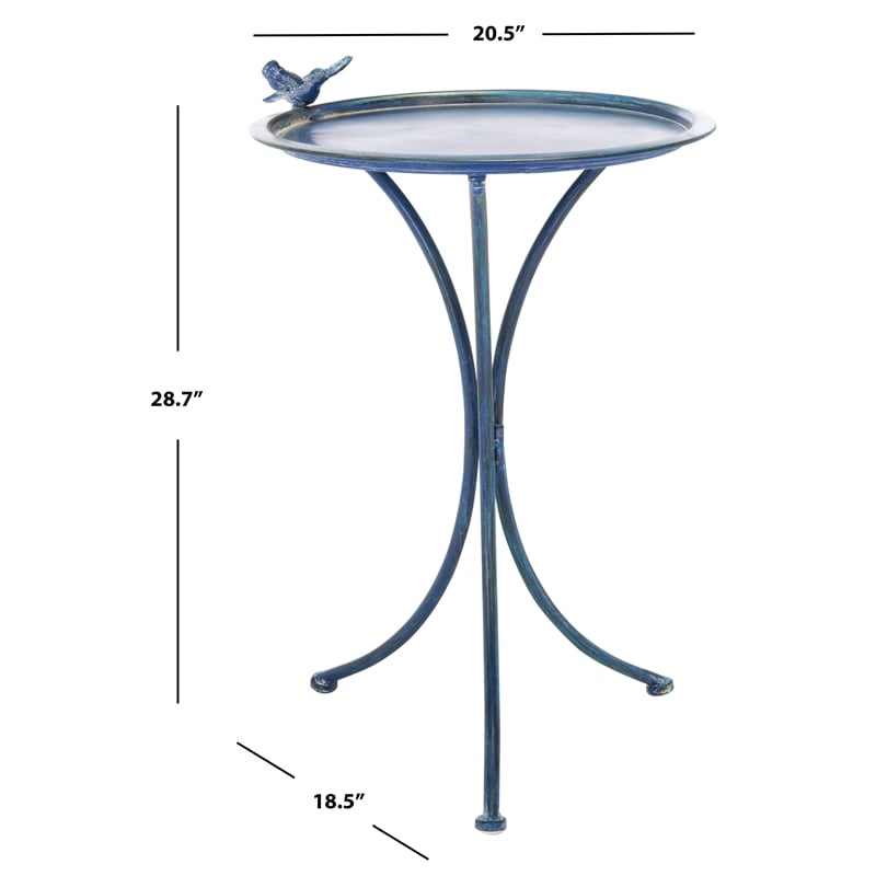 Safavieh Kensi Iron Bird Bath in Blue