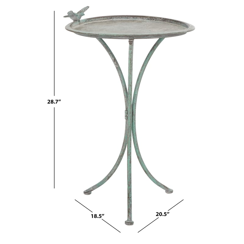 Safavieh Kensi Iron Bird Bath in Green