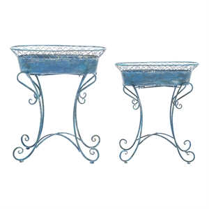 Safavieh Hendrick Iron Planters in Blue