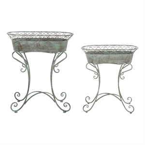 Safavieh Hendrick Iron Planters in Green