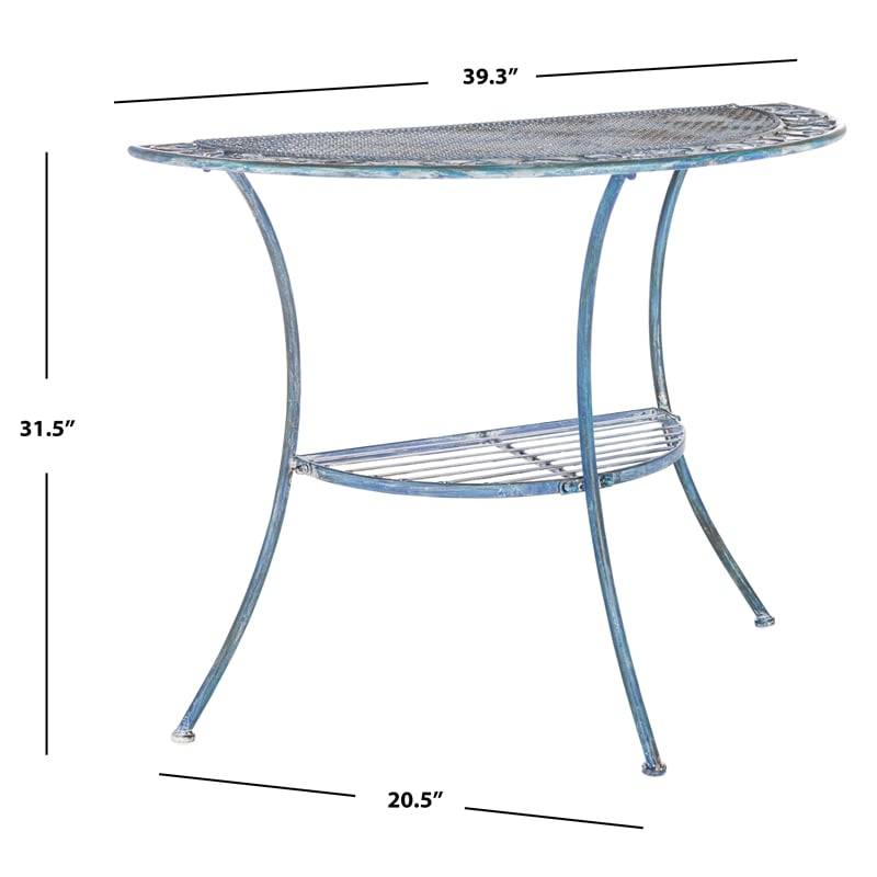 Safavieh Genson Half-Moon Iron Console Table in Blue
