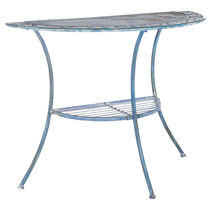 Safavieh Genson Half-Moon Iron Console Table in Blue