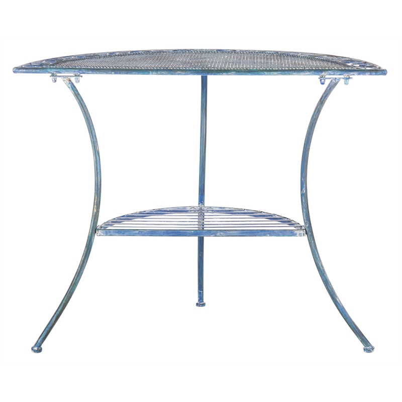 Safavieh Genson Half-Moon Iron Console Table in Blue