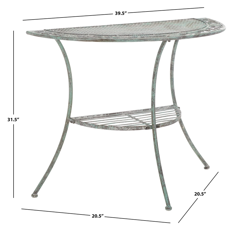 Safavieh Genson Half-Moon Iron Console Table in Green