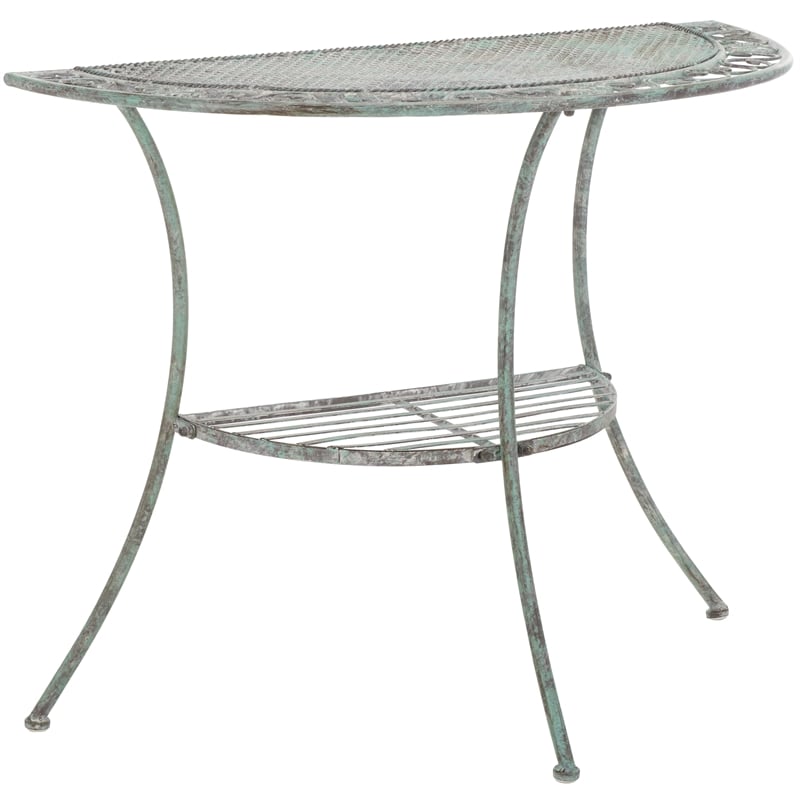 Safavieh Genson Half-Moon Iron Console Table in Green