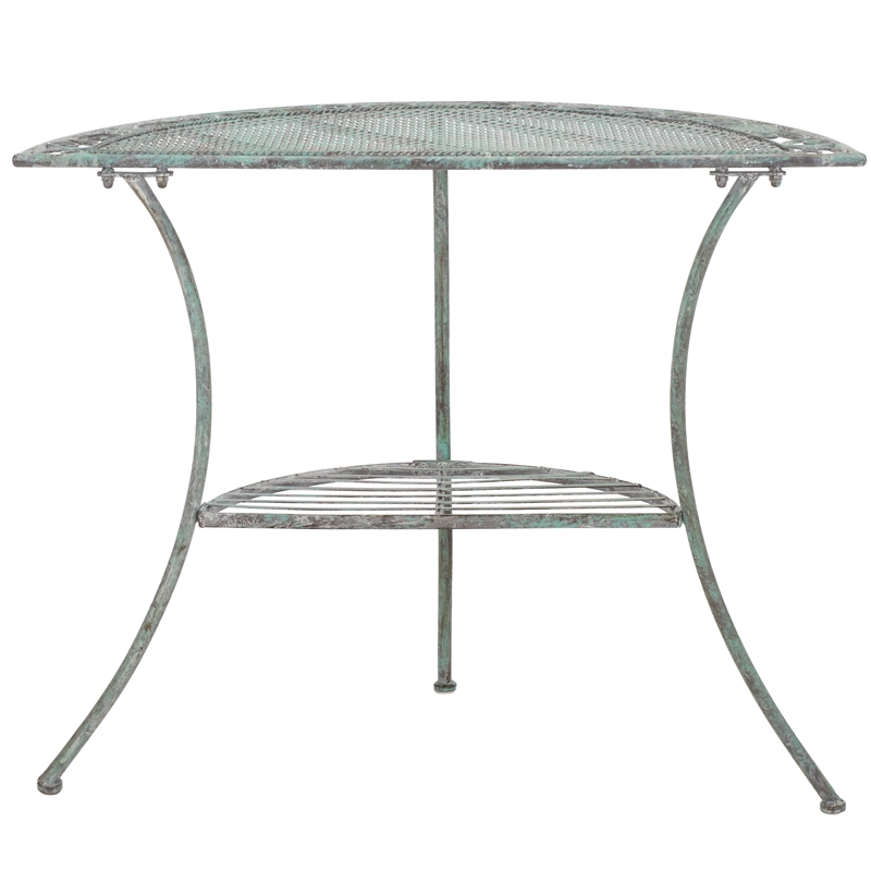 Safavieh Genson Half-Moon Iron Console Table in Green