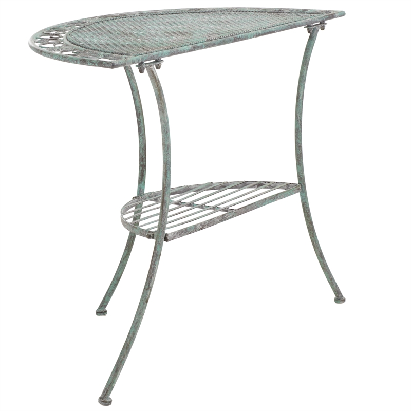 Safavieh Genson Half-Moon Iron Console Table in Green