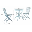 Safavieh Semly 3Pcs Iron Bistro Setting in Blue