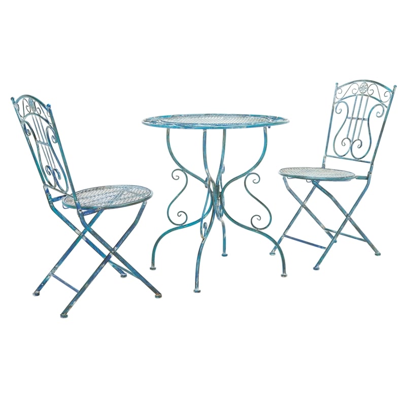 Safavieh Semly 3Pcs Iron Bistro Setting in Blue