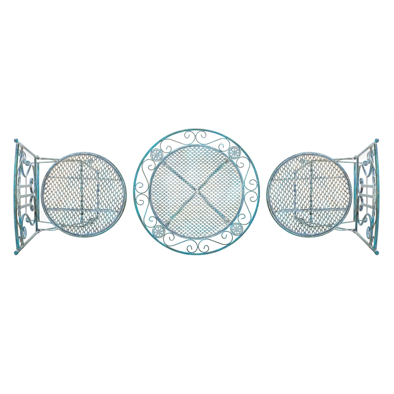 Safavieh Semly 3Pcs Iron Bistro Setting in Blue