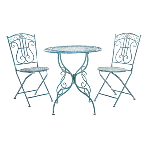 Safavieh Semly 3Pcs Iron Bistro Setting in Blue