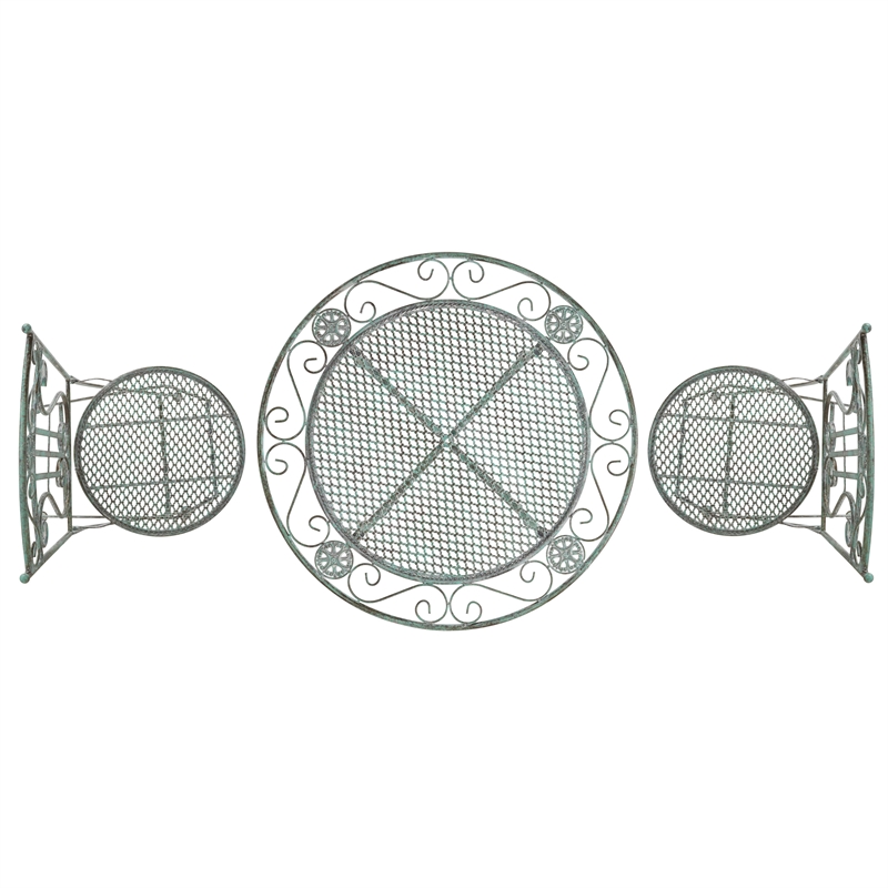 Safavieh Semly 3Pcs Iron Bistro Setting in Green