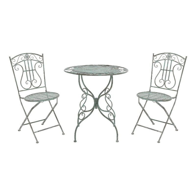Safavieh Semly 3Pcs Iron Bistro Setting in Green