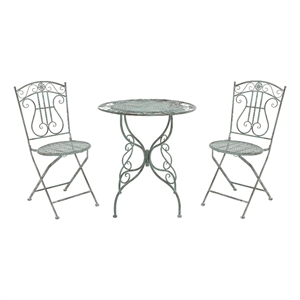 Safavieh Semly 3Pcs Iron Bistro Setting in Green