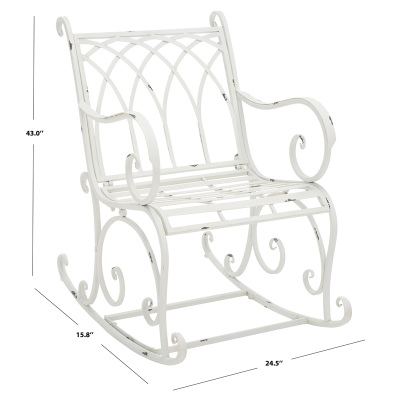 Safavieh Medrano Iron Rocking Chair in White