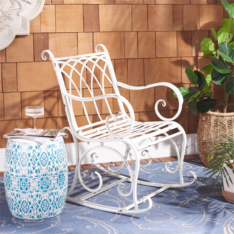 Safavieh Medrano Iron Rocking Chair in White