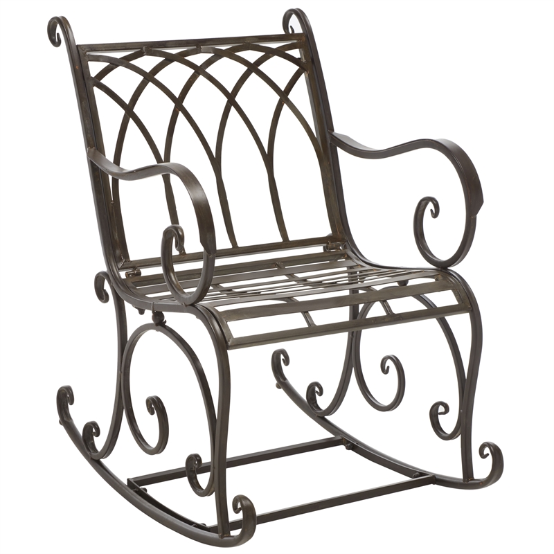 Safavieh Medrano Iron Rocking Chair in Brown