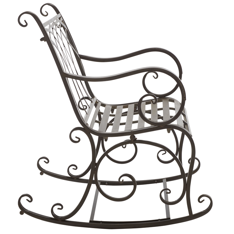 Safavieh Medrano Iron Rocking Chair in Brown