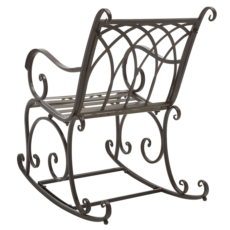 Safavieh Medrano Iron Rocking Chair in Brown
