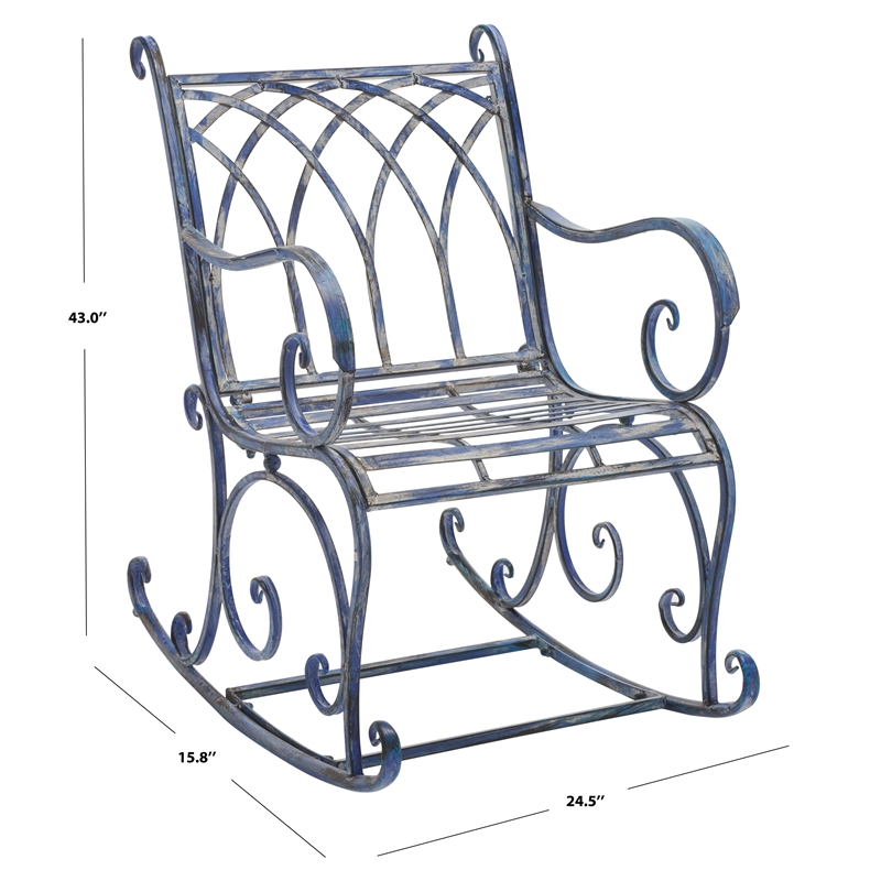 Safavieh Medrano Iron Rocking Chair in Blue