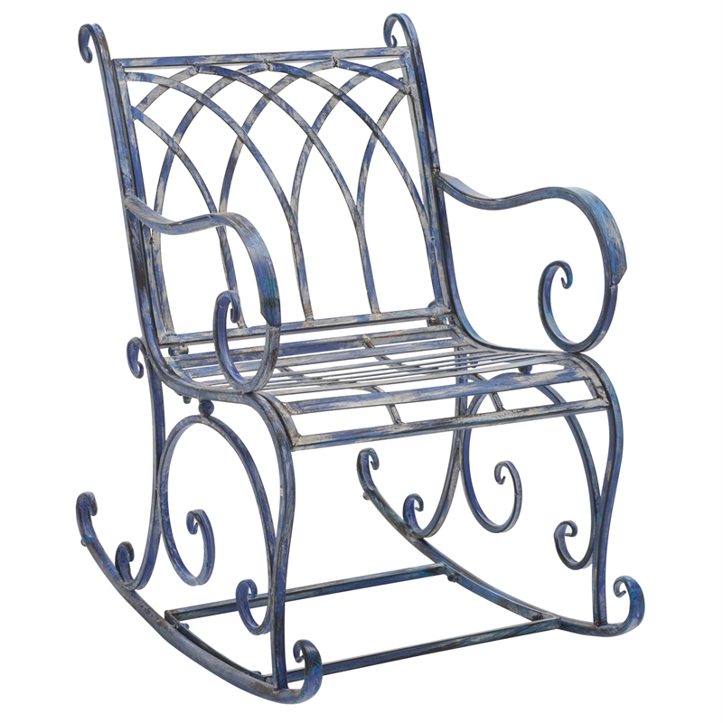 Safavieh Medrano Iron Rocking Chair in Blue