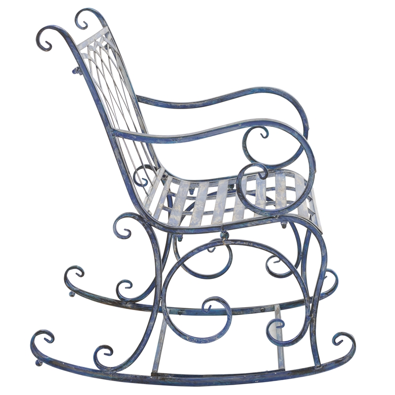 Safavieh Medrano Iron Rocking Chair in Blue