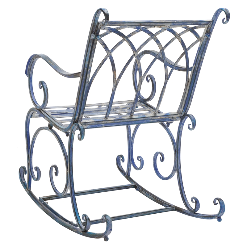 Safavieh Medrano Iron Rocking Chair in Blue