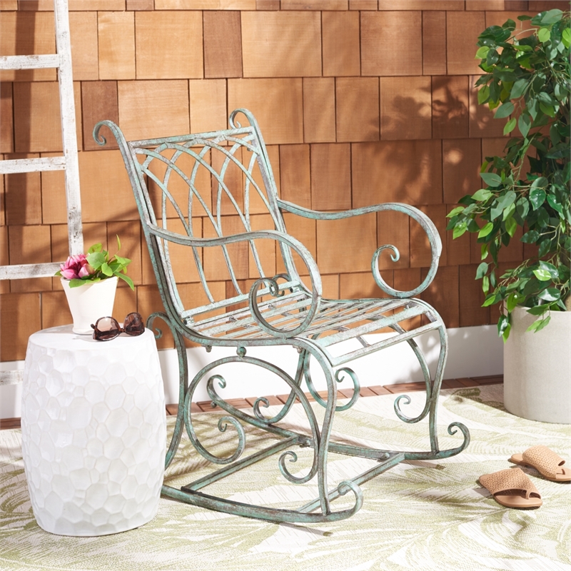 Safavieh Medrano Iron Rocking Chair in Green