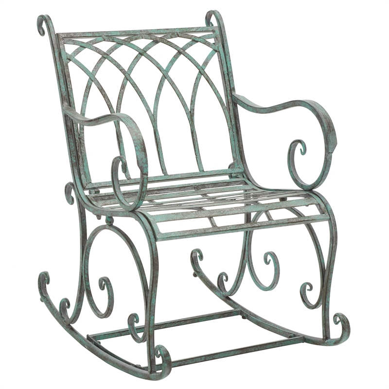 Safavieh Medrano Iron Rocking Chair in Green